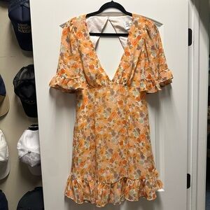 Hello Molly Orange Floral Backless Dress